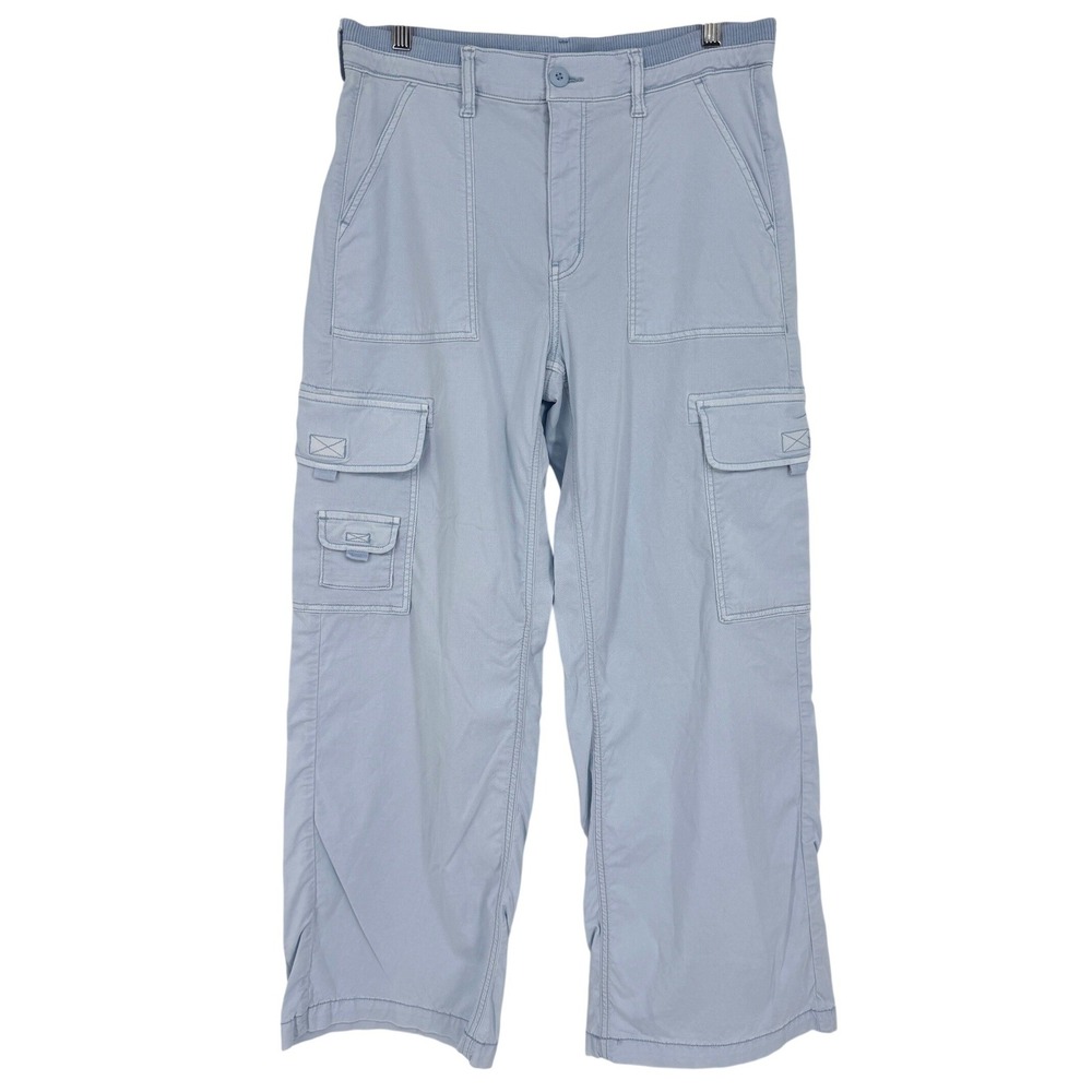 American Eagle Women Cargo Pants Light Blue 6 Short Stretch Wide Leg Utility